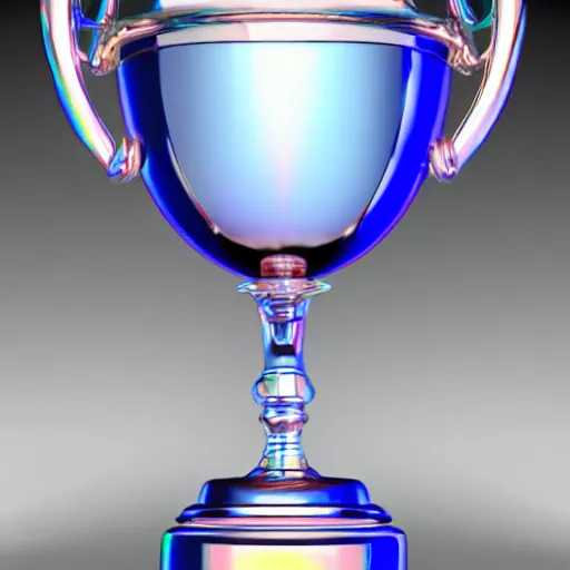 Image similar to A gorgeous render of an iridescent trophy on a white background, Blender