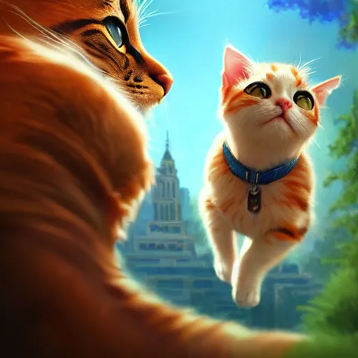 Prompt: a movie poster about cat save the world, oil painting, concept art, artstation, cinematic, highly detailed, 4 k, by artgerm