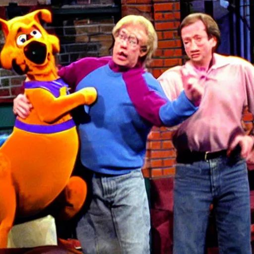 Image similar to scooby - doo attacking people on the jerry springer show