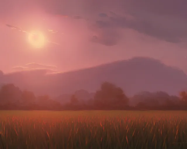 Prompt: a field at dawn, illustrated by wlop, extremely detailed, 8 k, trending on pixiv, cinematic lighting, beautiful