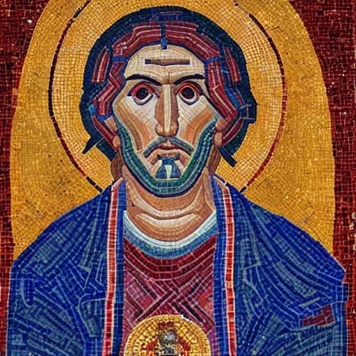 Prompt: portrait of shinzo abe as a byzantine mosaic as christian saint, christian art, very realistic, very intricate, highly detailed, high quality, hd, 8 k, perfect face, perfect hair, perfect eyes