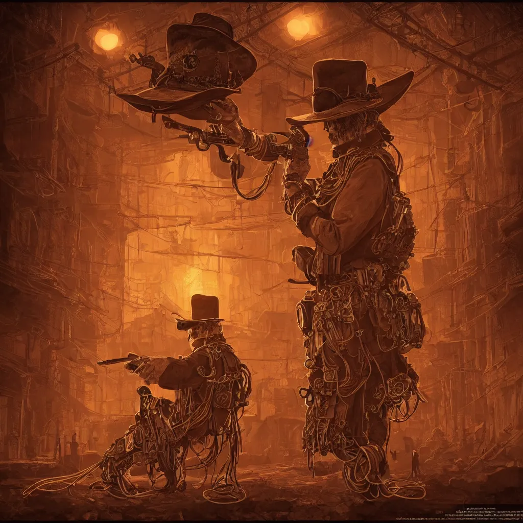 Prompt: solarpunk steampunk spaghetti western wanted poster, header wanted RANDEL BROTHERS dead or alive, fantasy, intricate, elegant, highly detailed, digital painting, artstation, concept art, smooth, sharp focus, illustration, art by artstation