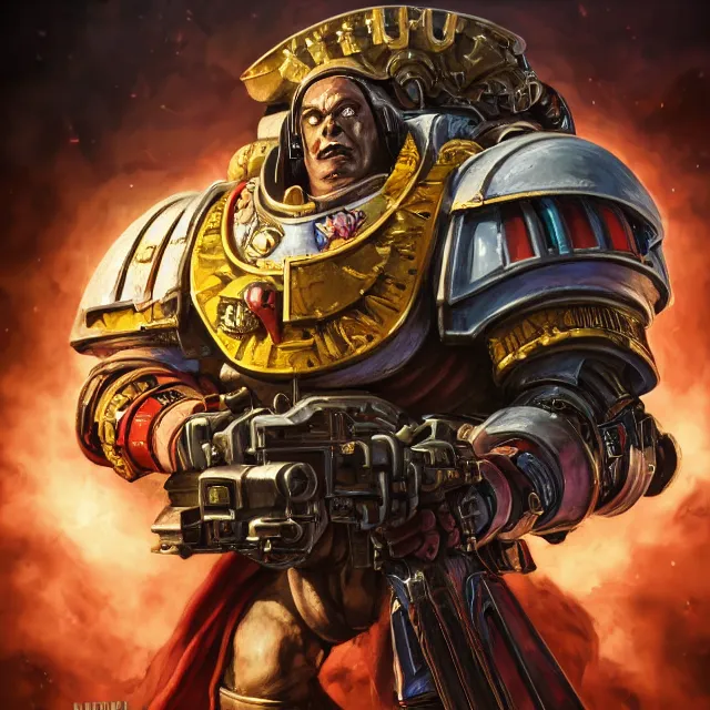 Image similar to a portrait of a space marine from warhammer 4 0 k, an ultrafine hyperdetailed illustration by kim jung gi, irakli nadar, intricate linework, bright colors, octopath traveler, final fantasy, unreal engine 5 highly rendered, global illumination, radiant light, detailed and intricate environment