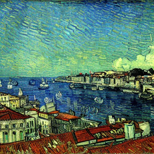 Image similar to city of genova by van gogh