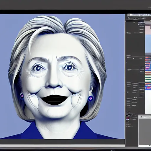 Image similar to 3 d modeling hillary clinton in blender tutorial, painted by rene magritte