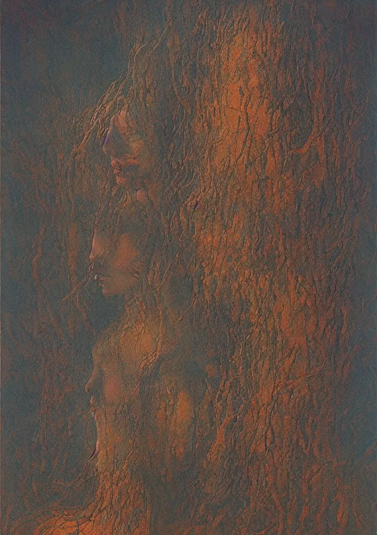 Image similar to goddess of dreams in the style of beksinski, detailed, beautiful, haunting
