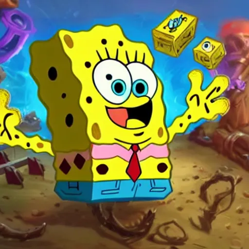 Image similar to spongebob, league of legends splash art