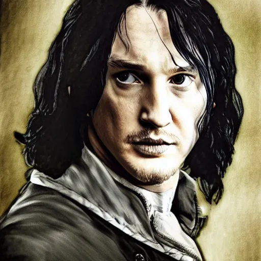 Prompt: Tom Hardy as Severus Snape, portrait, photography