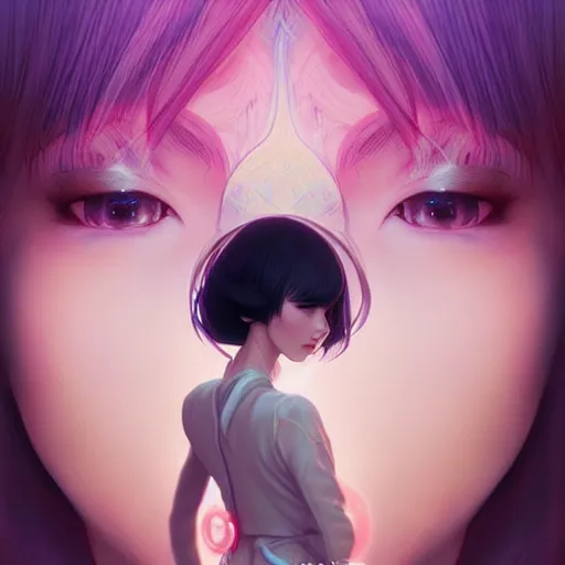 Prompt: beautiful yuna the summoner has a headache. optical illusion art by ilya kuvshinov lois van baarle ross tran range murata artgerm katsuhiro otomo norman rockwell. highly detailed intricately sharp focus mystically trending deviantart, pinterest, vogue italia, unreal engine 5, 4 k uhd image