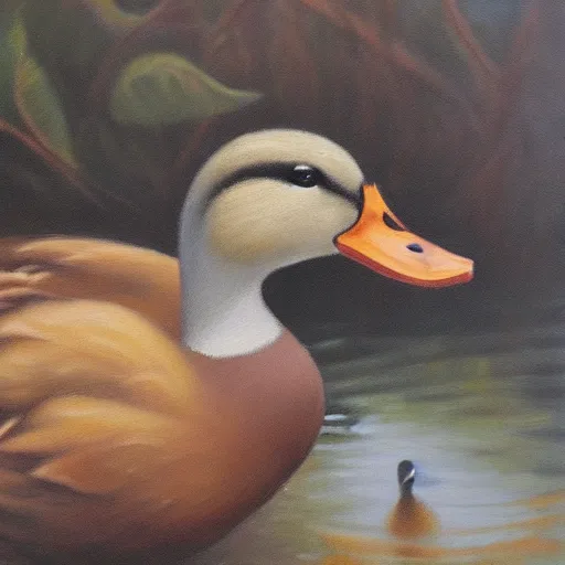 Prompt: a duck on the prowl oil painting jean helion