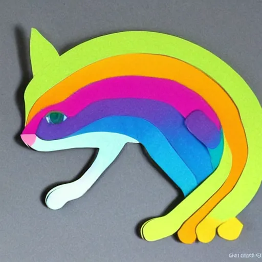 Image similar to Highly detailed and intricate Rainbow papercraft cat