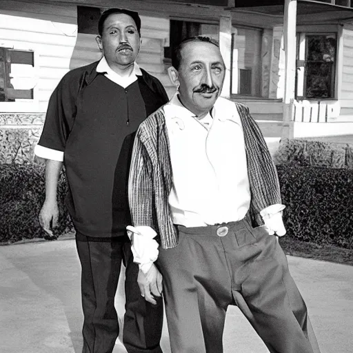 Prompt: walt disney as a cholo with a low rider