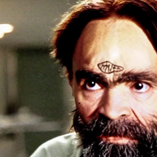 Image similar to charles manson as an 8 0 s action movie star