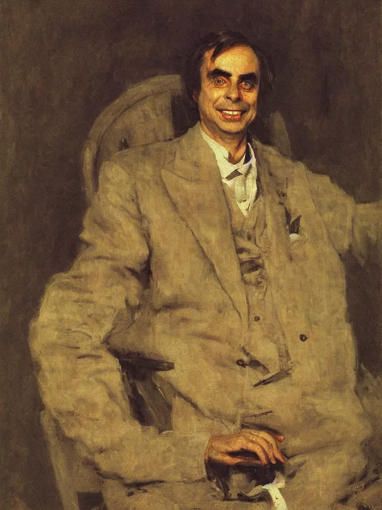 Image similar to portrait of Carl Sagan, by Ilya Repin