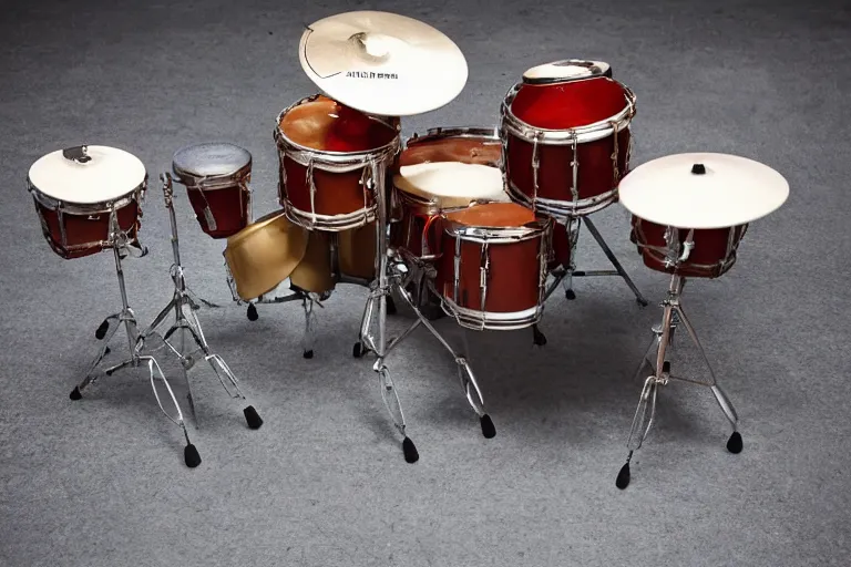 Image similar to photo of a jazz drum kit, vintage cymbals, 8k