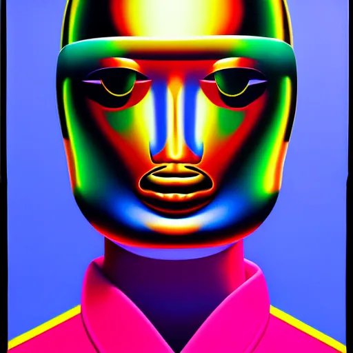 Prompt: chrome face jacket by shusei nagaoka, kaws, david rudnick, airbrush on canvas, pastell colours, cell shaded, 8 k