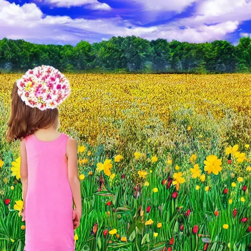 Image similar to flowerheaded girl in flowerfield