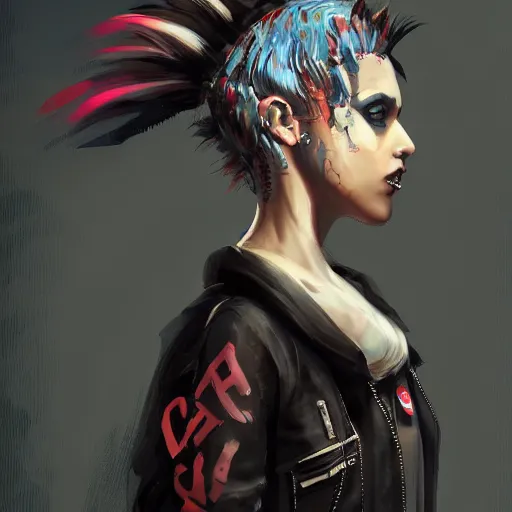 Image similar to concept art of a punk girl, digital painting, concept art, detailed, stunning, smooth