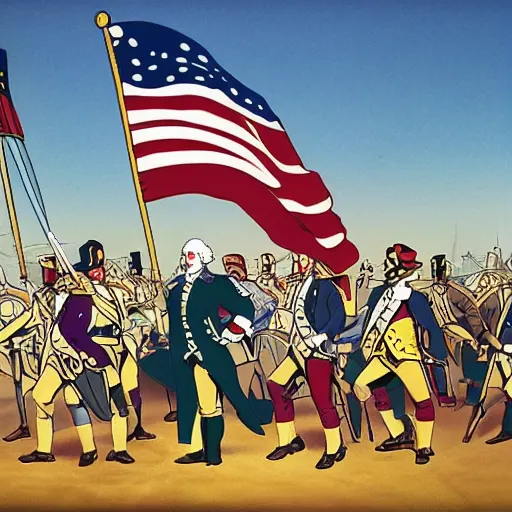 Image similar to george washington revolutionary war 1 9 9 0 s disney, cel shading still reimagined