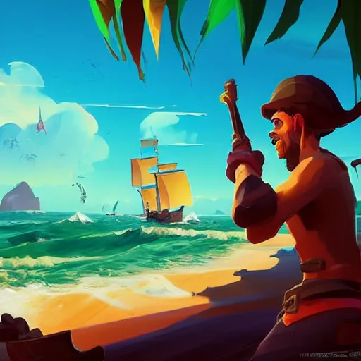 Image similar to painting treasure on sea of thieves game smooth median photoshop filter cutout vector, behance hd by jesper ejsing, by rhads, makoto shinkai and lois van baarle, ilya kuvshinov, rossdraws global illumination