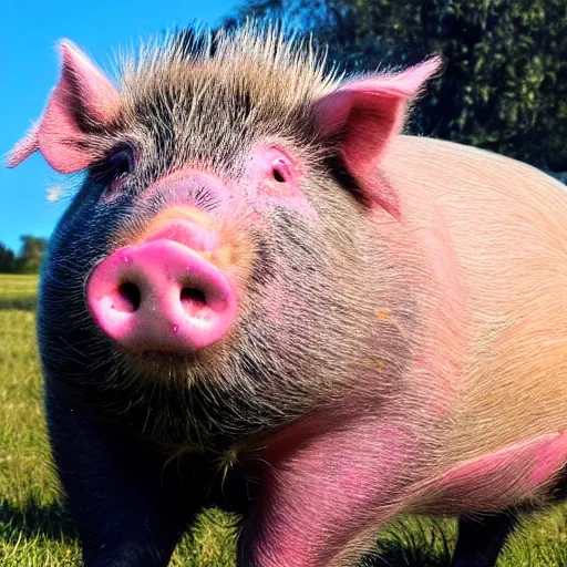 Image similar to mascular pig flexing his armor, profile pic