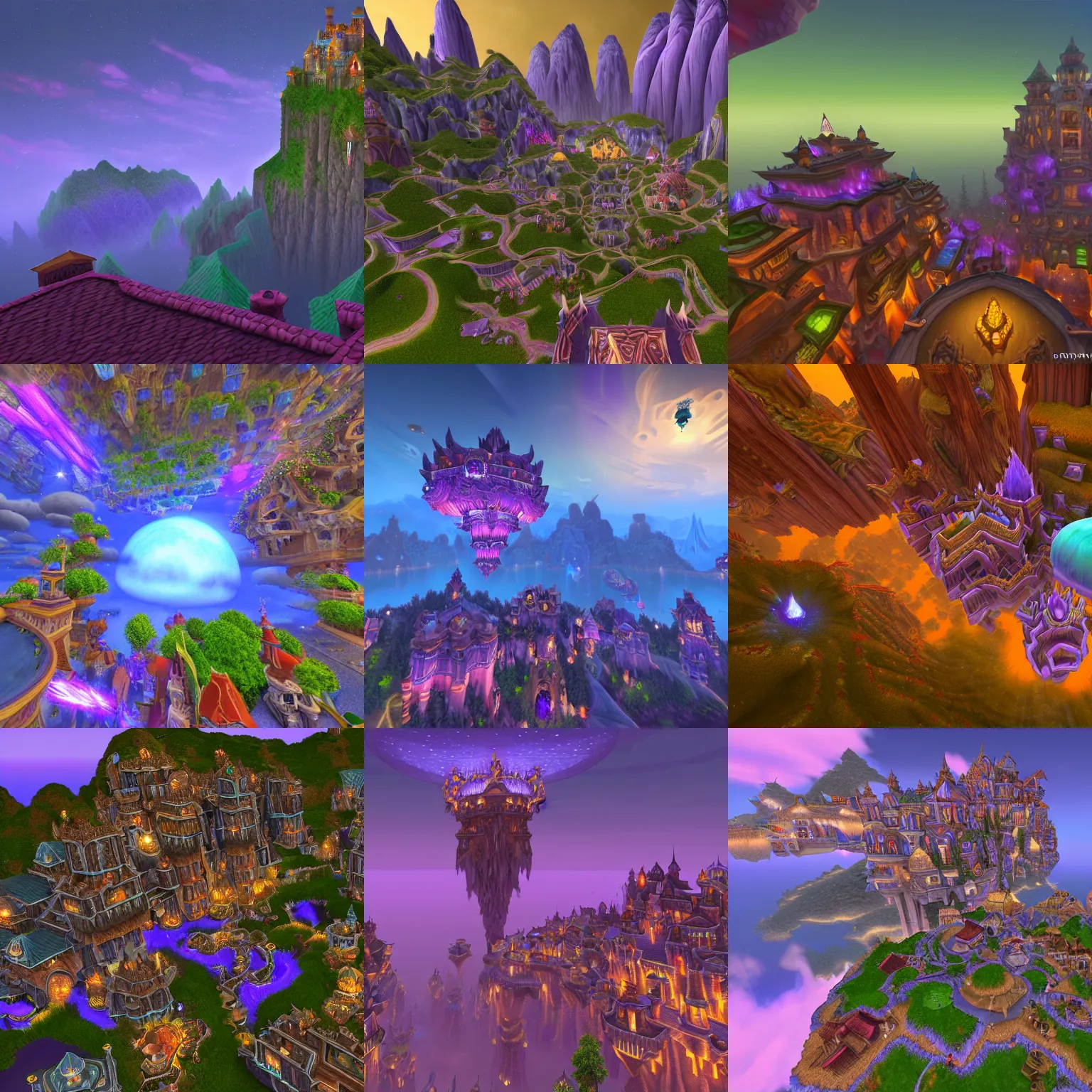 Prompt: city of dalaran floating above crystalsong forest, photorealistic, mesmerising