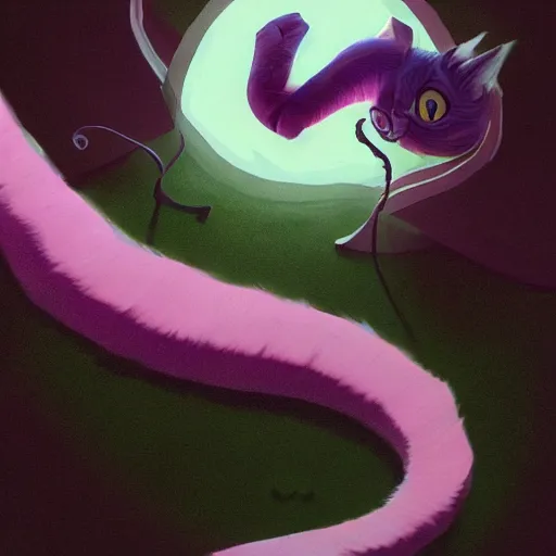 Image similar to cheshire cat by cory loftis and goro fujita, exquisite lighting, art, very coherent, plain background, trending on artstation