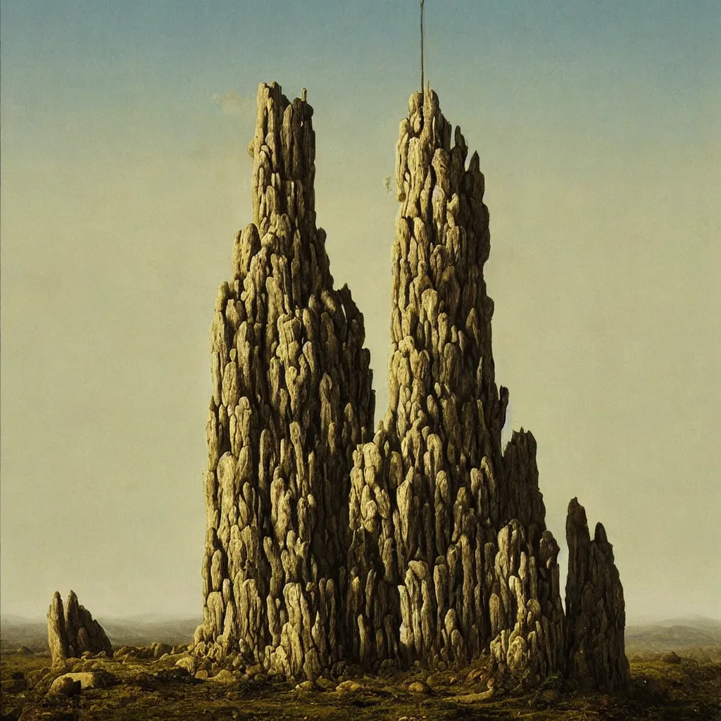 Prompt: a single colorful! fungus tower white! clear empty sky, a high contrast!! ultradetailed photorealistic painting by franz sedlacek, hard lighting, masterpiece