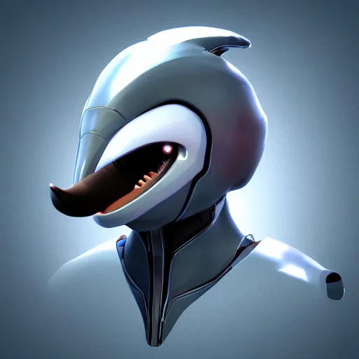 Prompt: anthropomorphic robotic dolphin headshot profile picture, commission on furaffinity, unreal engine