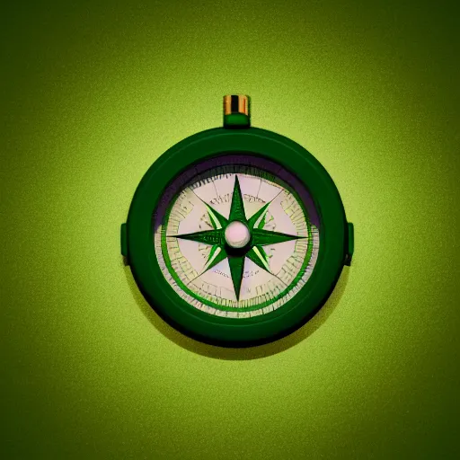 Prompt: isometric 3d octane render of a compass light green background