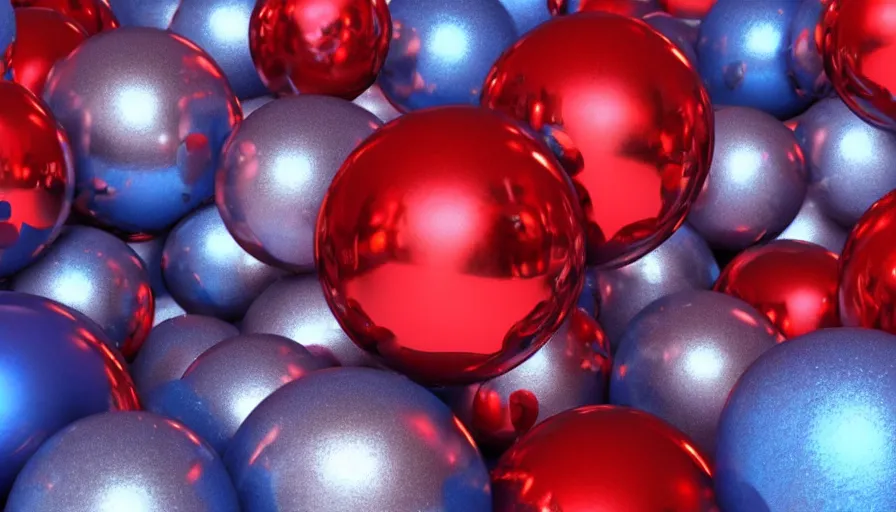 Image similar to metallic red spheres with lonely blue sphere, wallpaper, hyperdetailed, artstation, cgsociety, 8 k