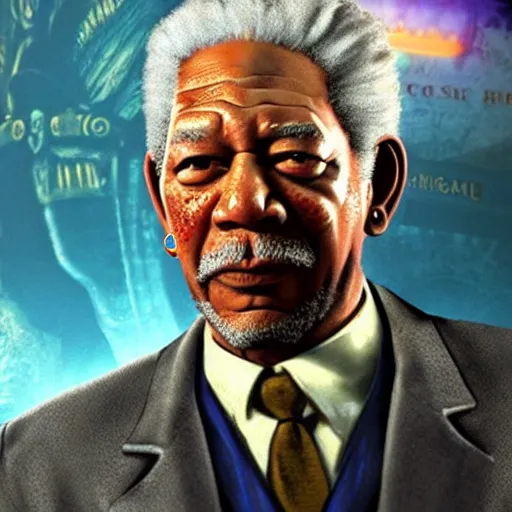 Image similar to morgan freeman in bioshock infinite