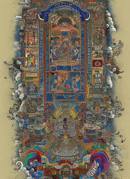 Prompt: Tibetan Book of the Dead as a Portal to Bardo, the world of lost souls, mystic illustration, extremly detailed, trending on artstation