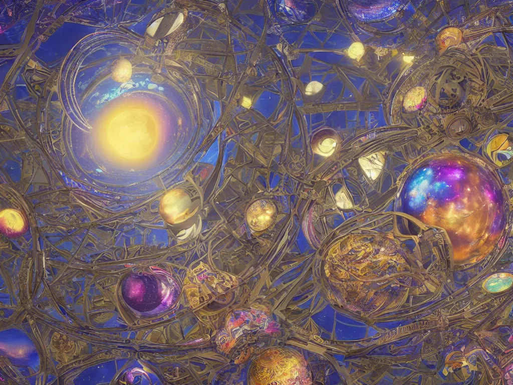 Image similar to The universe is a spheroid region 705 meters in diameter, 3d render, Sunlight Study, by Georg Dionysius Ehret and ((((Lisa Frank)))), Art Nouveau, 8k, extreme detail, sharp focus, octane render