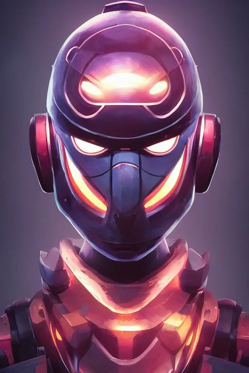 Image similar to epic mask helmet robot ninja portrait stylized as fornite style game design fanart by concept artist gervasio canda, behance hd by jesper ejsing, by rhads, makoto shinkai and lois van baarle, ilya kuvshinov, rossdraws global illumination radiating a glowing aura global illumination ray tracing hdr render in unreal engine 5