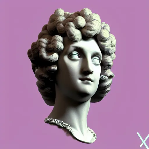 Image similar to baroque vaporwave statue bust, trending on art station, 4k UHD, 8k, painting illustration, high detail