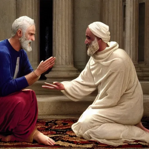 Image similar to god ( christian ) talking to allah.