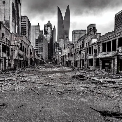 Prompt: a photo of a city abandoned by humans