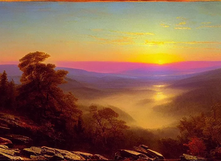 Prompt: a beautiful sunrise over the catskills, by frederic edwin church