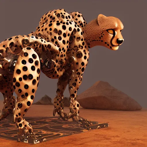 Prompt: Cheetah robot, Arnold Render, Trending of Artstation.