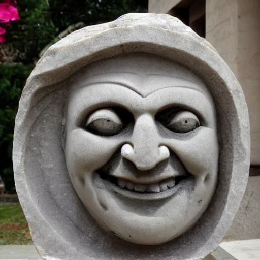 Image similar to Trollface carved into Roman marble