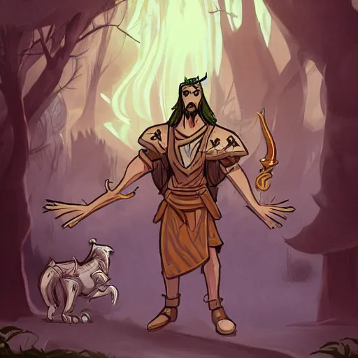 Prompt: jesus, cartoon, rpg character, humblewood art style, concept art, fantasy