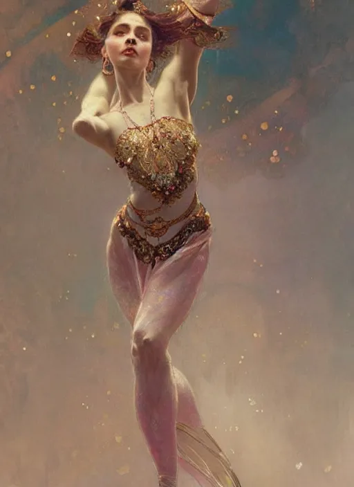 Image similar to a beautifull intricate gemstone painting of a dancing ballerina, reflexions, verry high details by william turner art, greg rutkowski and alphonse mucha, trending on artstation, very very detailed, masterpiece, muted colors