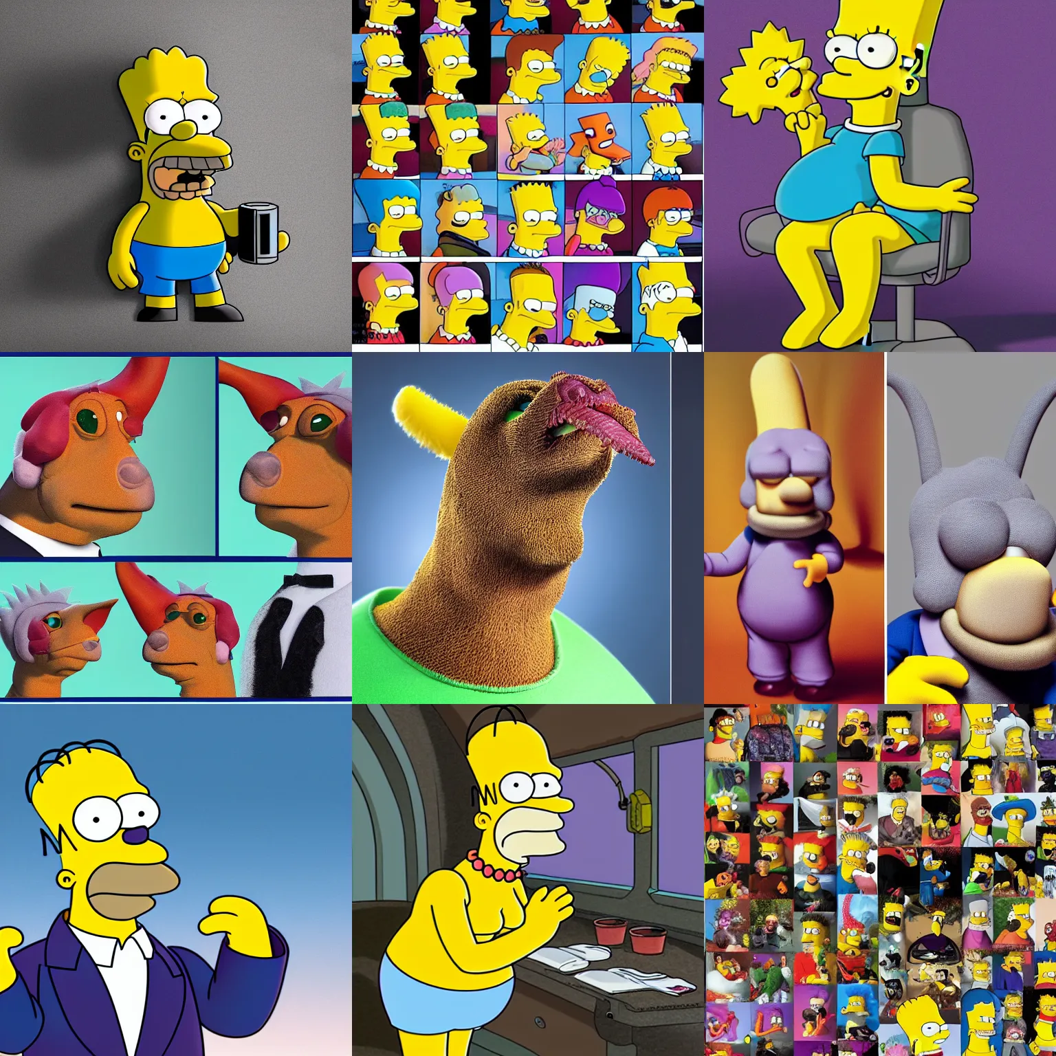 Prompt: photography of a simpson shaped creature breed from the simpsons species