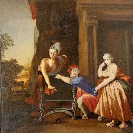 Image similar to me and the boys at 3 am looking for beans, 1 8 th century painting
