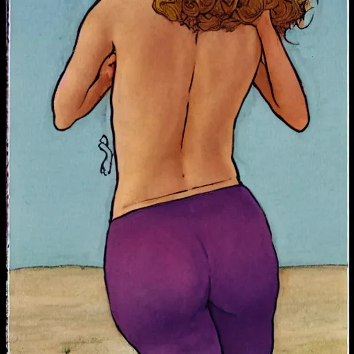 Prompt: Lower back of a beautiful woman, painted by Milo Manara