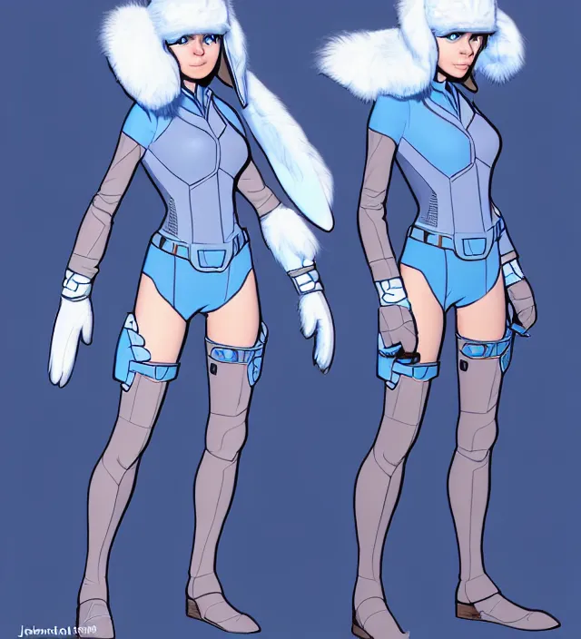 Image similar to the female ice rabbit protagonist, animation character design by jack kirby, action - adventure, sharp detail, artstation trending, conceptart. com