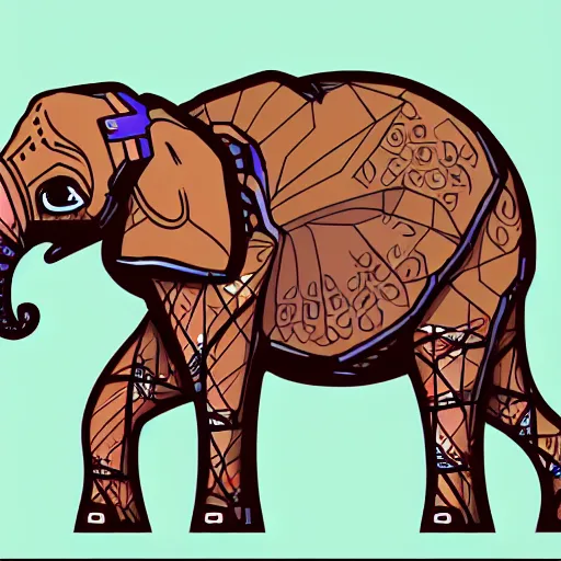 Image similar to vector illustration of an elephant sprite for a cyberpunk video game