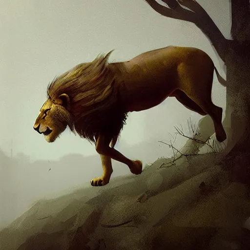 Image similar to half lion half deer artwork by Sergey Kolesov