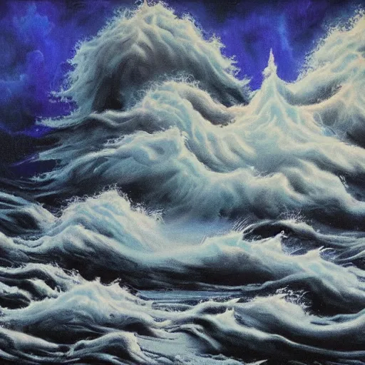 Image similar to the apocalypse by bob ross screaming